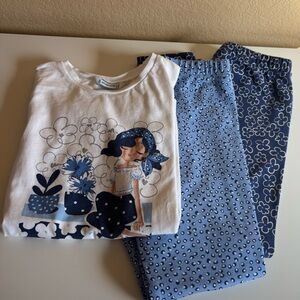 Mayoral White and Blue Shirt and Pants Set